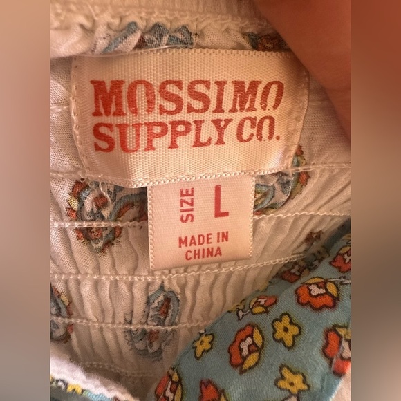 Vintage mossimo supply co hippie babydoll white blue patterned dress summer L - Picture 6 of 11